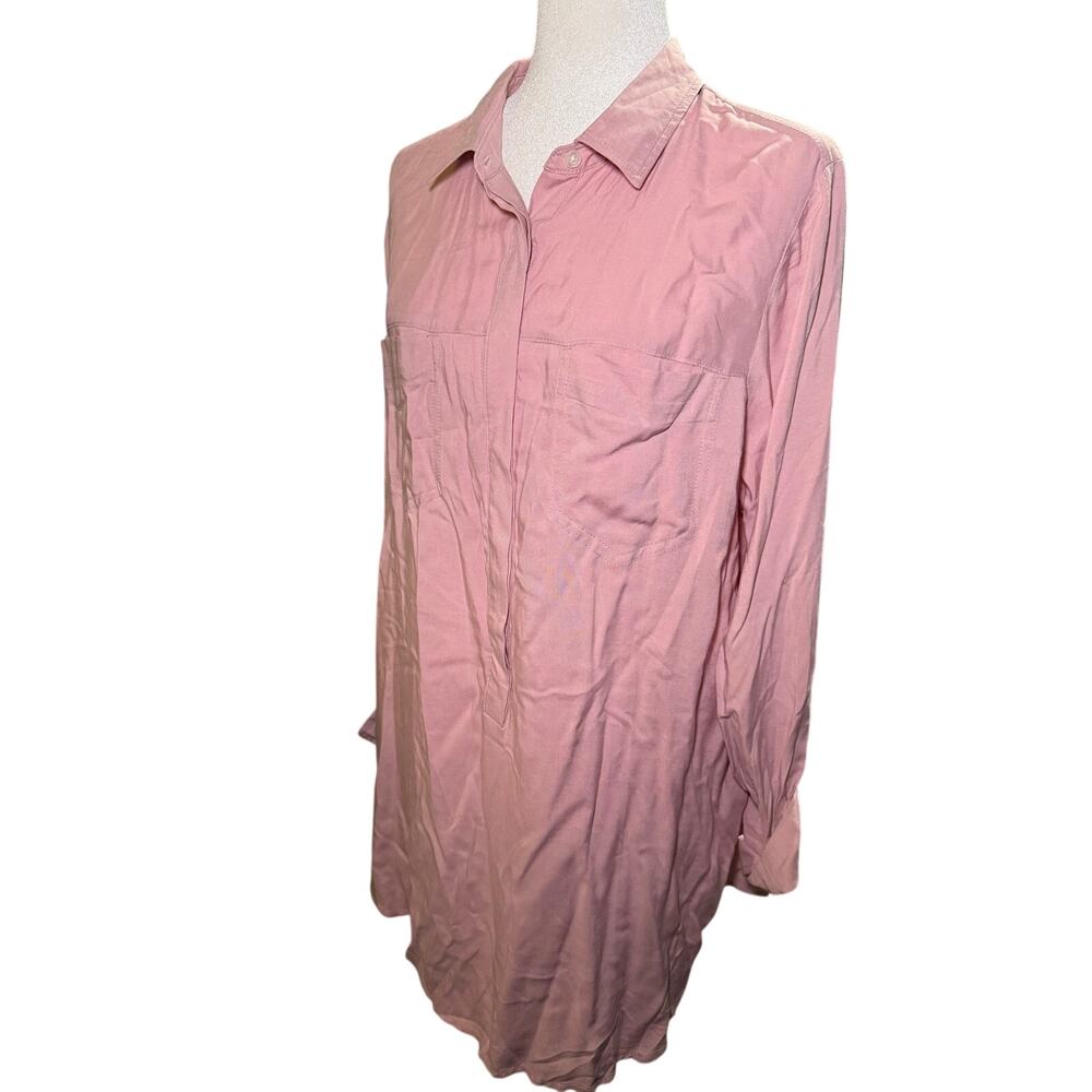 Avenue Dusty Rose Utility Popover Tunic Blouse, Roll Tab, Plus Size 18/20 NWT